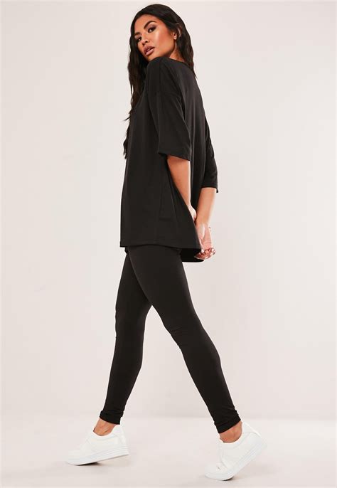 leggings with oversized shirt.